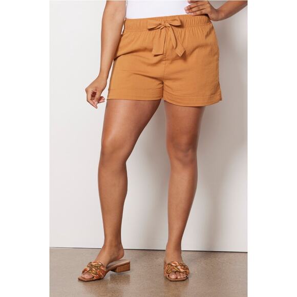 EVEREVE Shane Burnt Orange Tie Waist Cotton Short // M - Picture 3 of 12